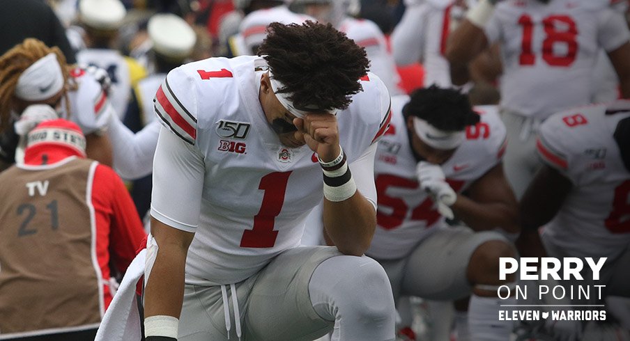 Justin Fields showed real toughness in Ohio State's 56-27 win at Michigan.