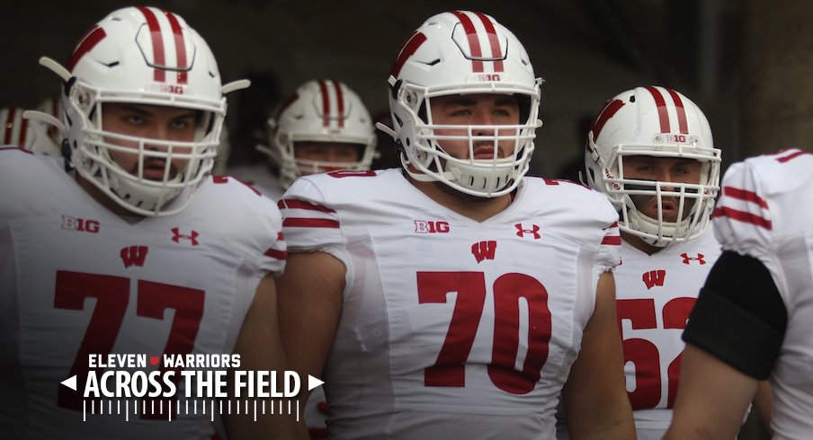 Wisconsin players prepare to take the field before their game at Ohio State.