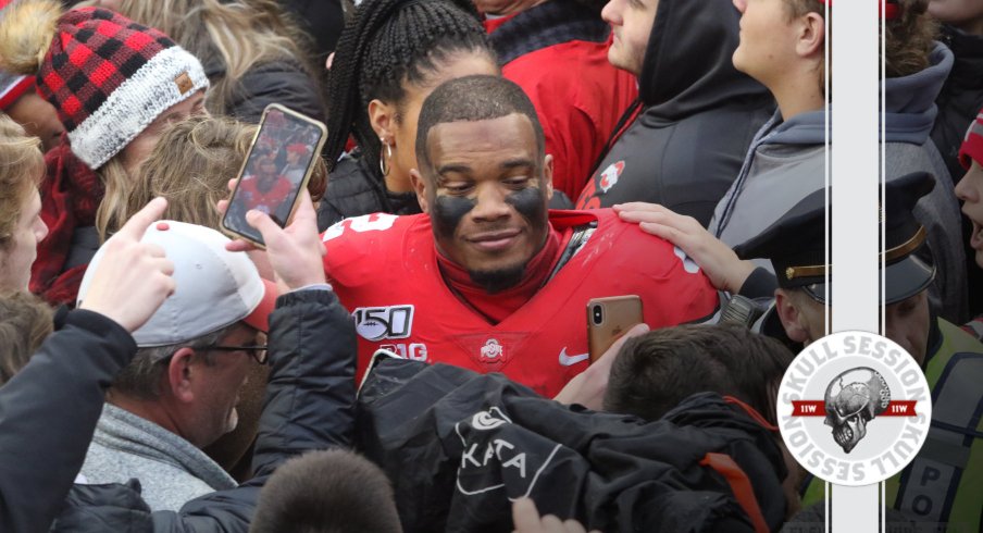 JK Dobbins is feeling cool in today's skull session.