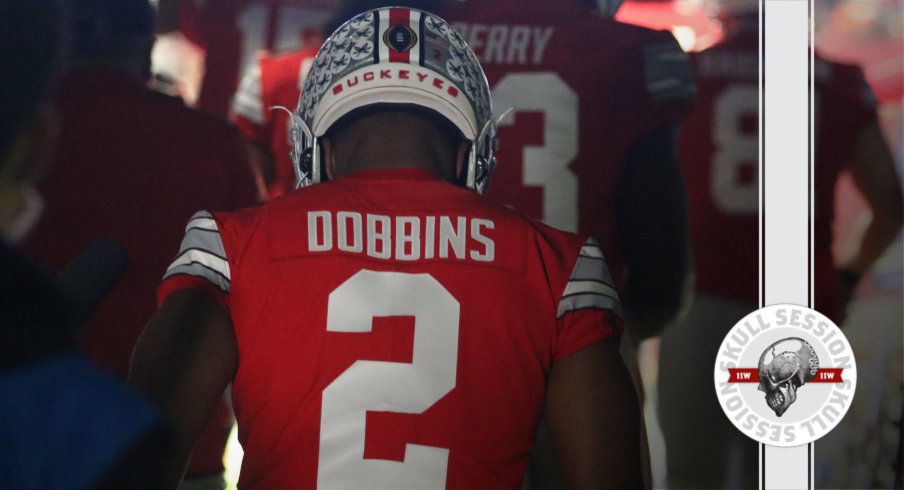 J.K. Dobbins did it one last time in today's skull session.