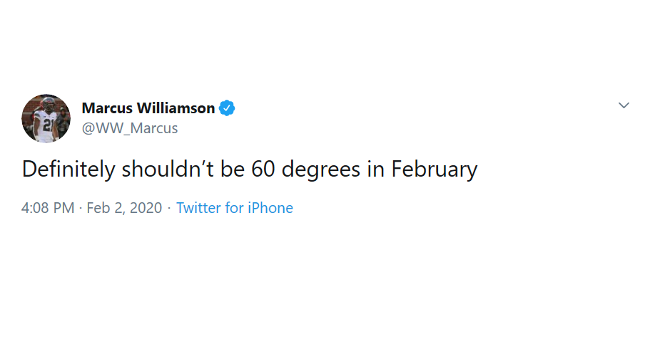 Marcus Williamson questions the warm weather.