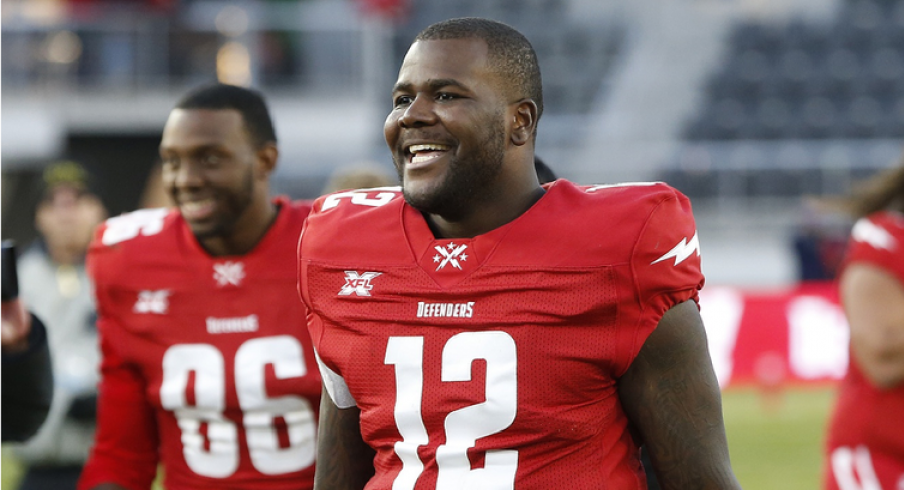 Cardale Jones celebrates victory in first-ever XFL game.