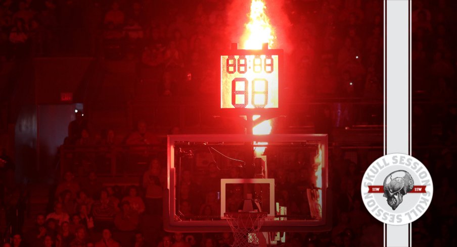 The backboard is glowing in today's skull session.