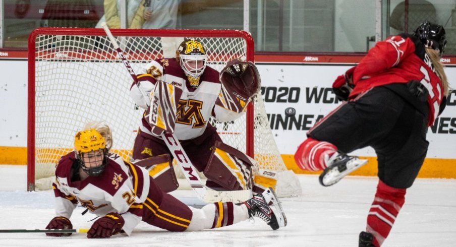 Ohio State women's hockey beat Minnesota in OT to advance to the WCHA championship game. 