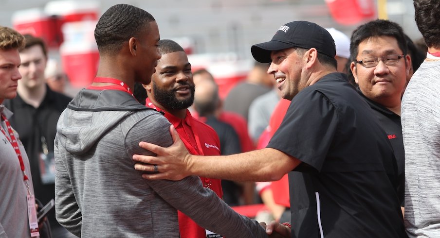 Ryan Day with 2022 recruit C.J. Hicks