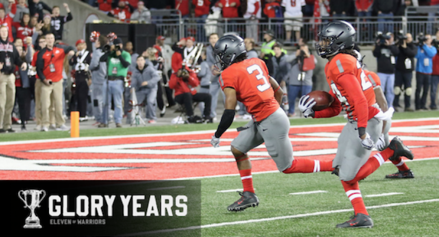 Glory Years: Malik Hooker runs in a pick-six. 