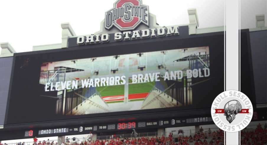 Ohio Stadium score board in today's skull session.