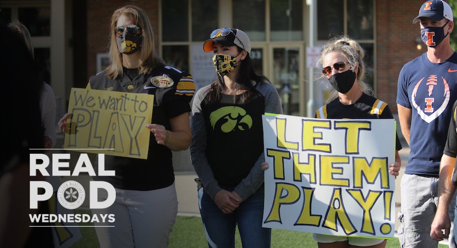Iowa and Illinois parents at the Big Ten parents' rally in Rosemont, Illinois.
