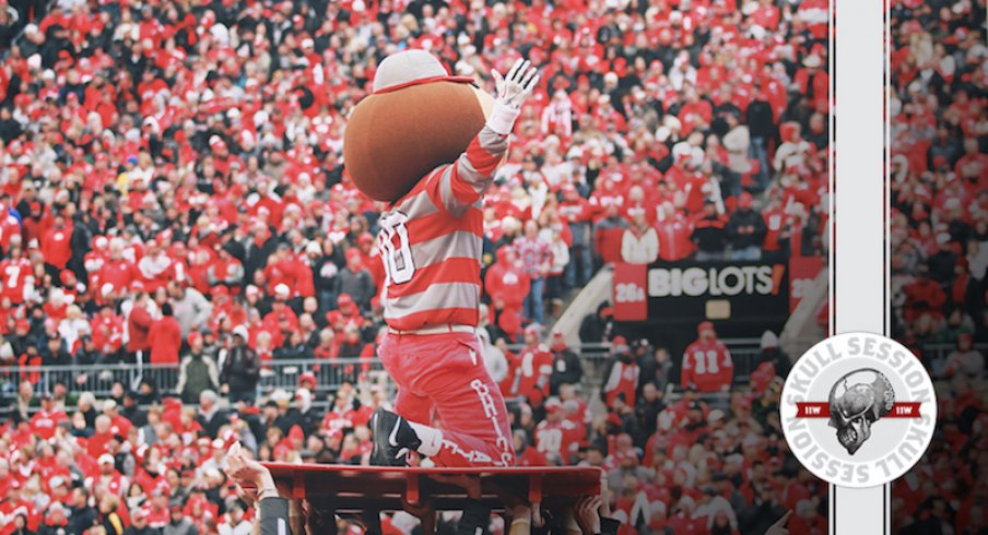 Brutus is doing pushups in today's skull session.