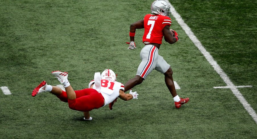 Sevyn Banks runs away from Nebraska on the way to a scoop-and-score.