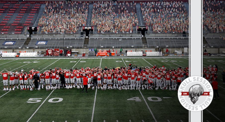 The Buckeyes celebrate the win.