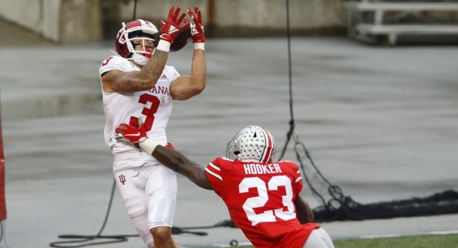 Marcus Hooker is beat by Ty Fryfogle for a touchdown in Ohio State's 42-35 win over Indiana.