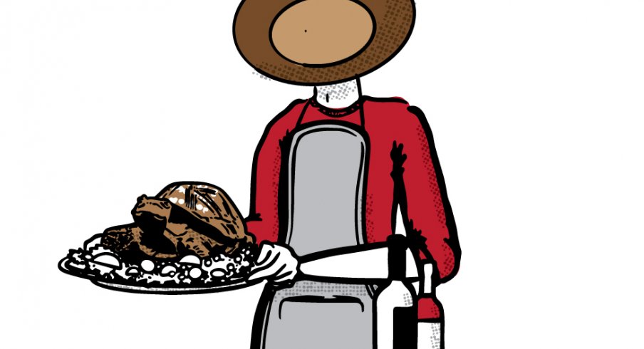 Brutus breaks with tradition and serves up Illibuck at his Thanksgiving table in this week's game poster. 