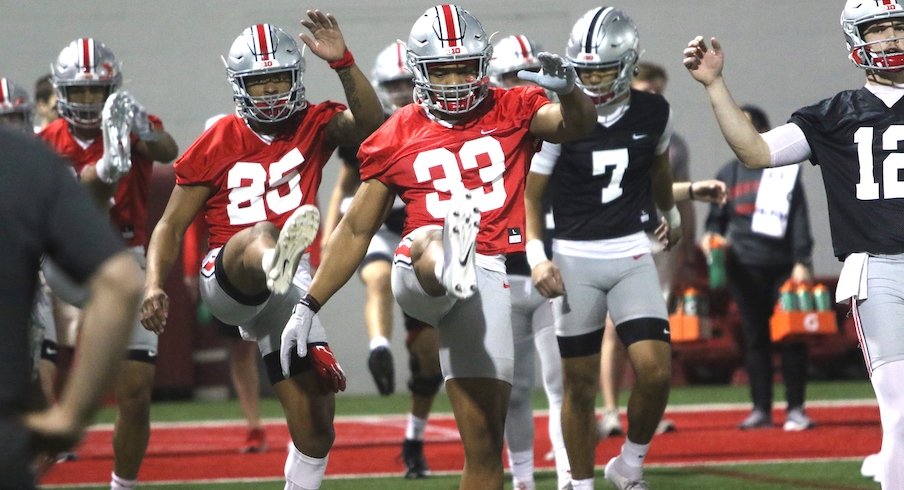 Ohio State players during spring practice