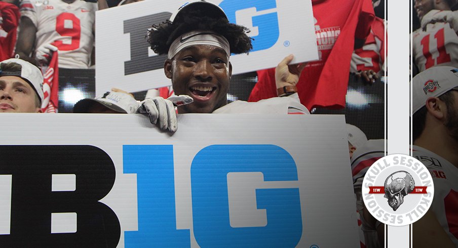 JJB is holding the B1G sign in today's skull session.