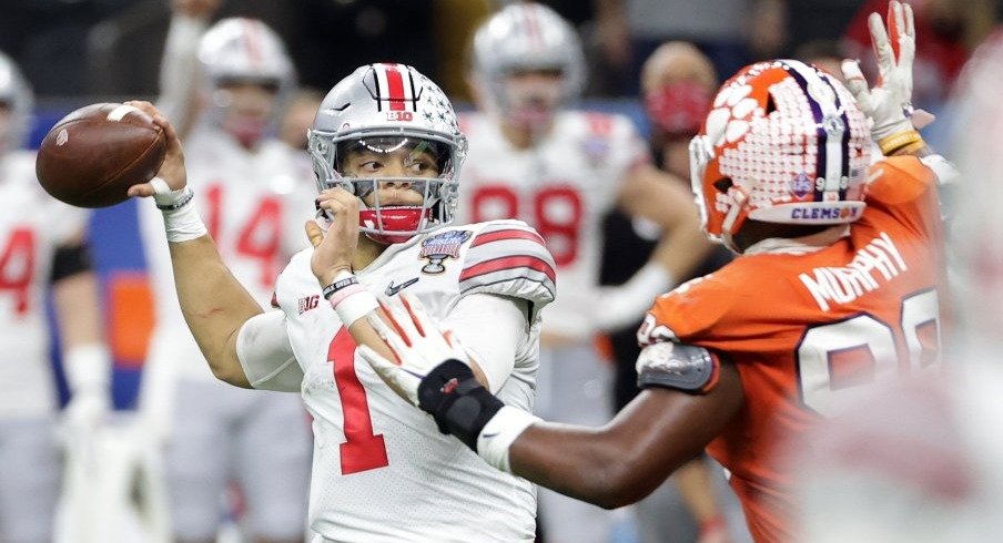 Justin Fields lit up Clemson in the second quarter with 123 passing yards and three scores.