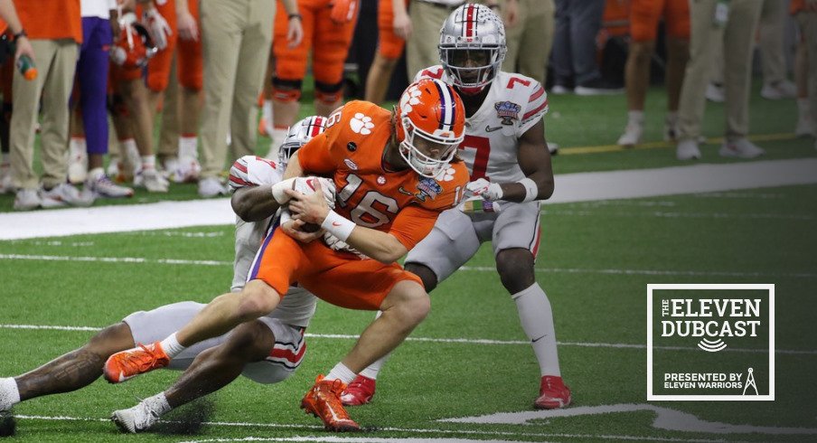 Clemson's Trevor Lawrence gets tackled in the Sugar Bowl against Ohio State