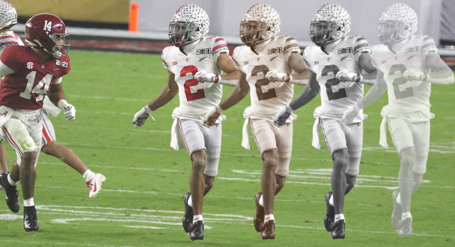 Ohio State wide receiver Chris Olave and Chris Olave and Chris Olave and Chris Olave