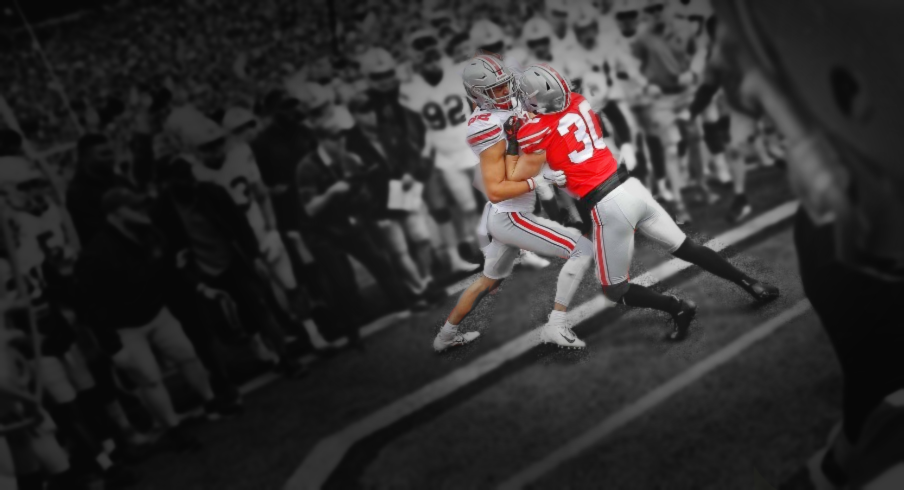 Ohio State football players work on drills before the 2019 Spring Game at Ohio Stadium. | © Joe Maiorana USAT Sports