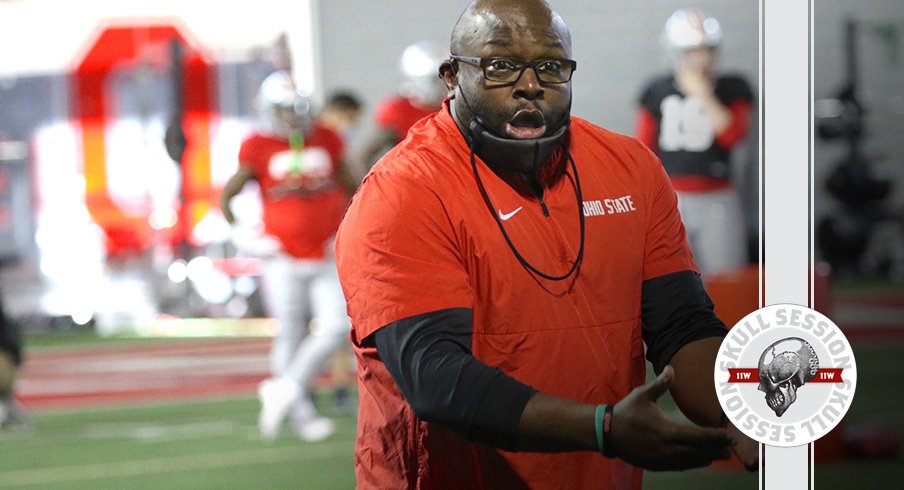 Tony Alford is coaching in today's skull session.