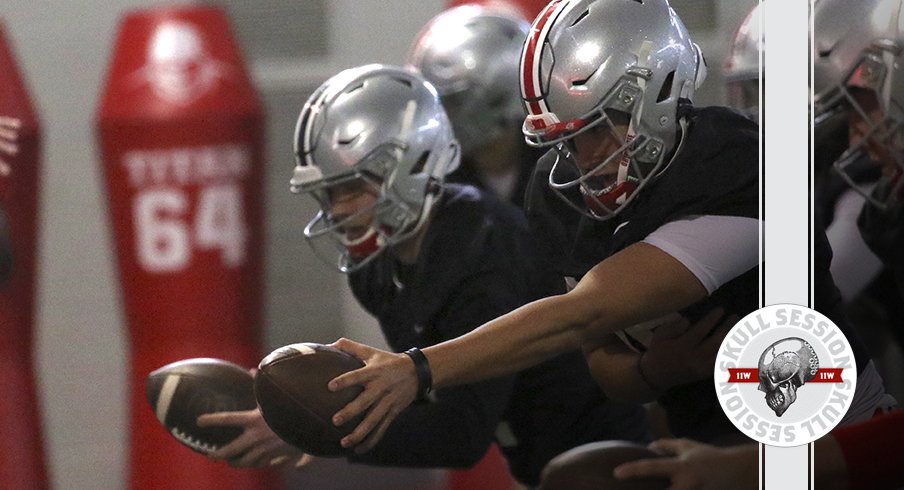 The quarterbacks are practicing a very important play in today's skull session.