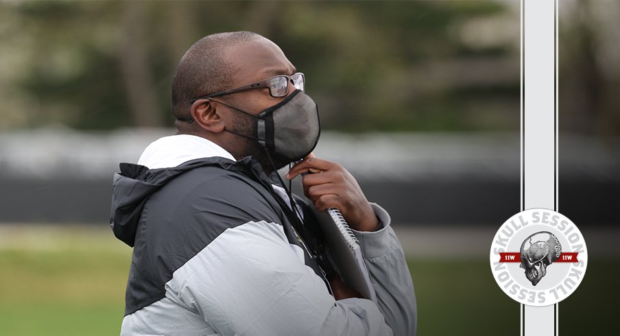 Tony Alford is coaching in today's skull session.