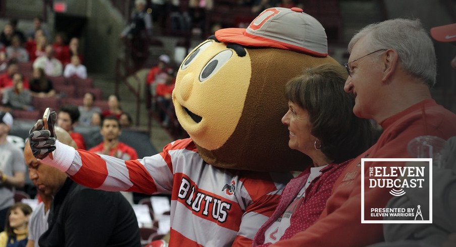 Brutus Buckeye with some fans