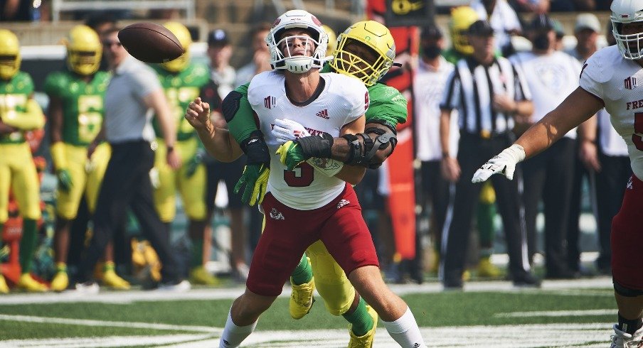 Kayvon Thibodeaux strip sacks Fresno State quarterback Jake Haener