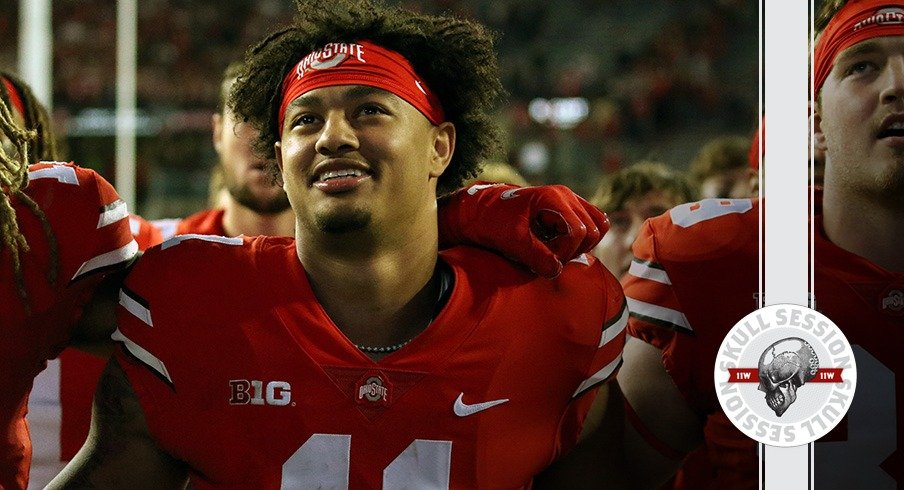 Jaxon Smith-Njigba was all smiles following Ohio State's 59-7 win over Akron