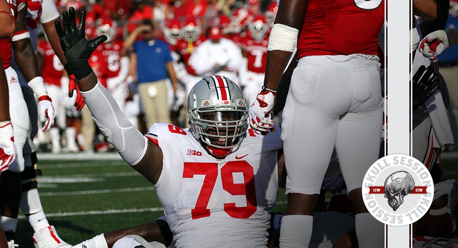 Dawand Jones is happy in today's skull session.