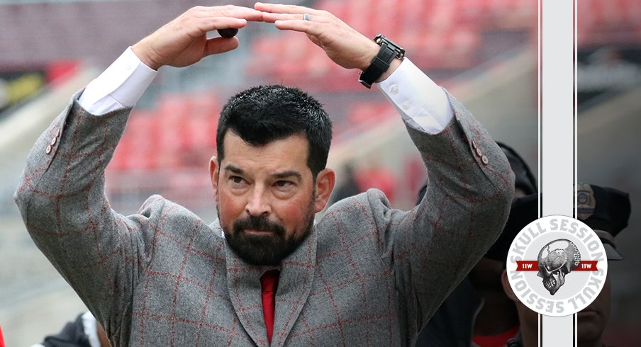 Ryan Day salutes the crowd in today's skull session.