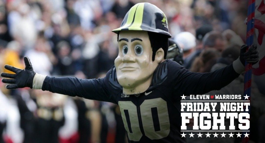 Purdue Pete runs across the field for the first quarter of an NCAA college football game, Saturday, Oct. 23, 2021 at Ross-Ade Stadium in West Lafayette