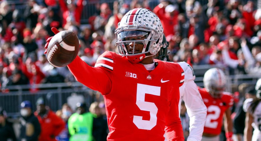 Garrett Wilson had two touchdowns in Ohio State's blowout home win over Michigan state