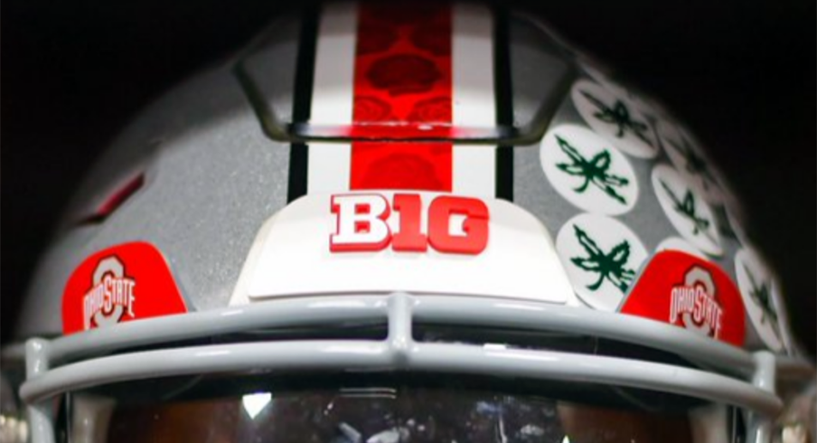 Ohio State's Rose Bowl Game helmets feature an ornate rose pattern