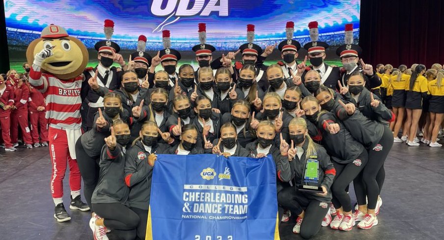 Ohio State dance team celebrates its national championship.