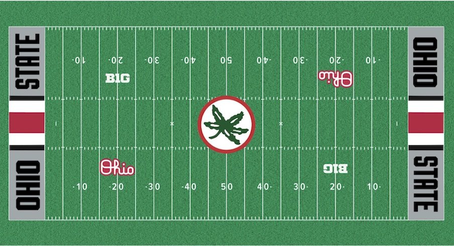 Fan-submitted helmet stripe end zone design