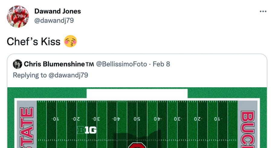 Dawand Jones has other plans for Ohio State's turf.