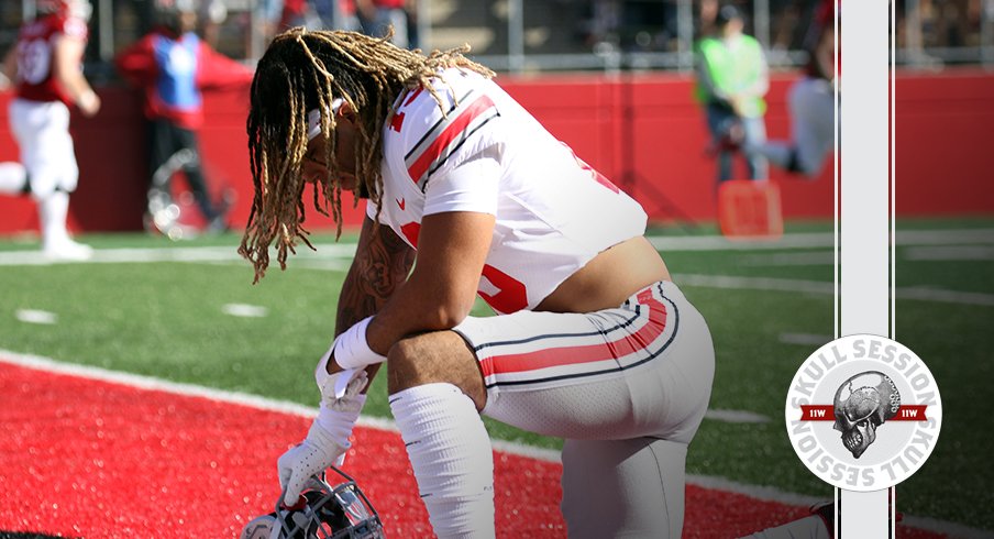 Gee Scott Jr. is praying in today's skull session.