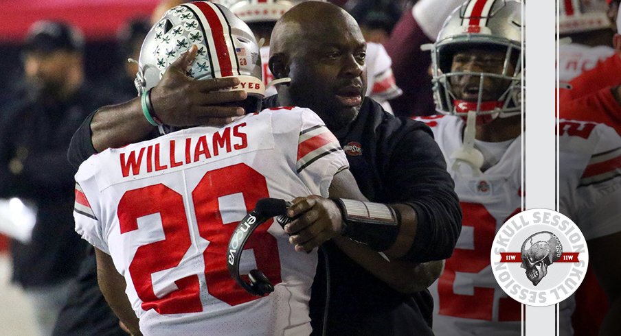 Tony Alford hugs chop in today's skull session.