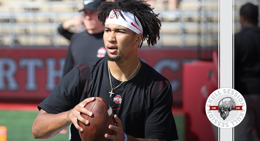 C.J. Stroud is warming up in today's skull session.