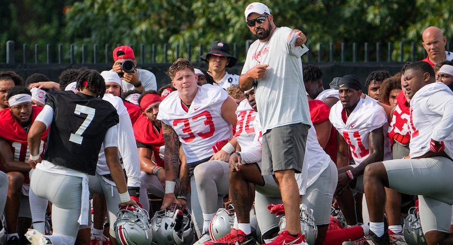 Ryan Day at Ohio State’s first practice of the spring