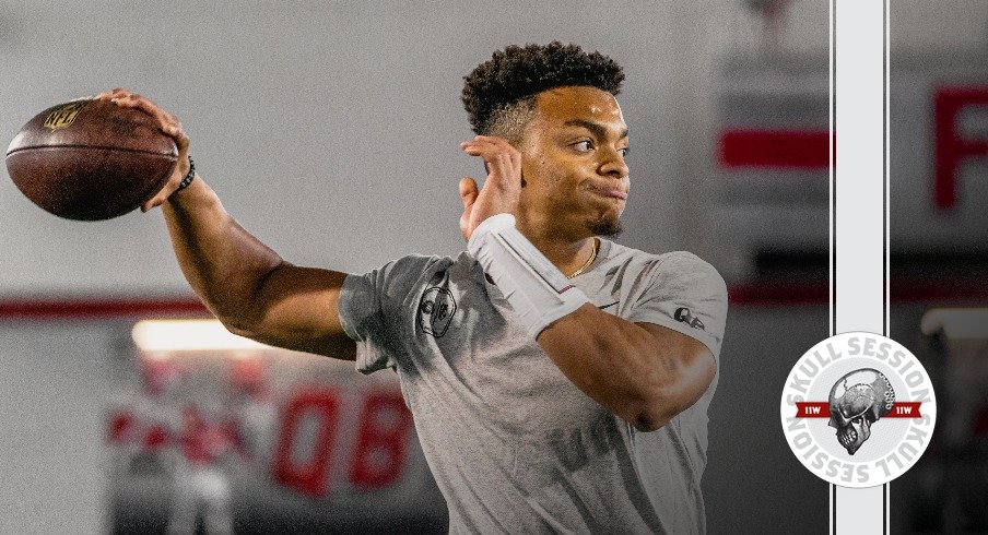 Justin Fields throwing darts.