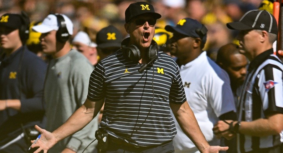 Head coach Jim Harbaugh of the Michigan Wolverines