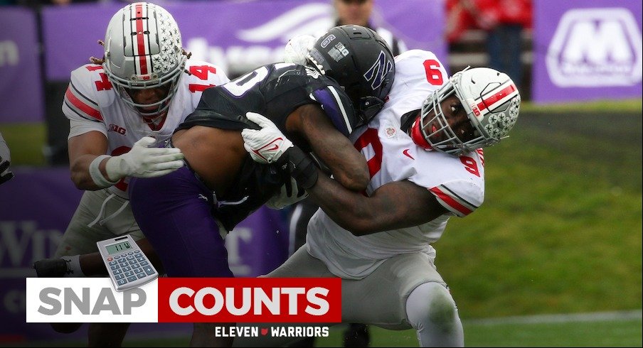Snap Counts: Nine Buckeyes Top 60 Snaps on Offense, Nine Buckeyes Surpass  50 Snaps on Defense As Ohio State Needs Four Quarters to Beat Northwestern