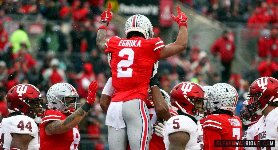 Wide receiver Emeka Egbuka of the Ohio State Buckeyes