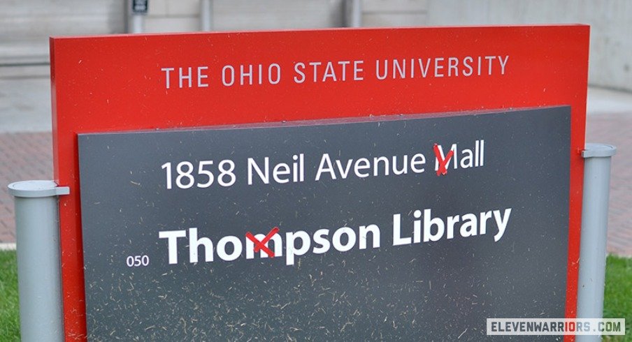 Thompson Library sign corrected for Michigan week