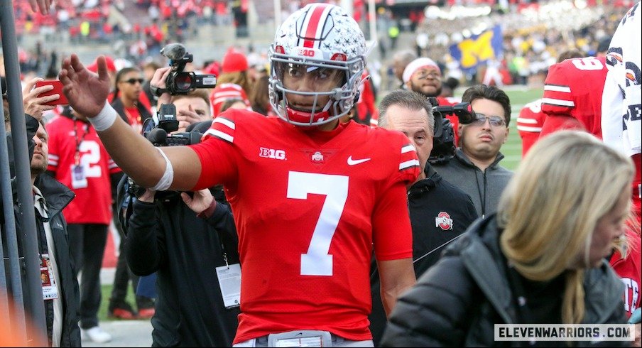 C.J. Stroud walking off the field at Ohio Stadium