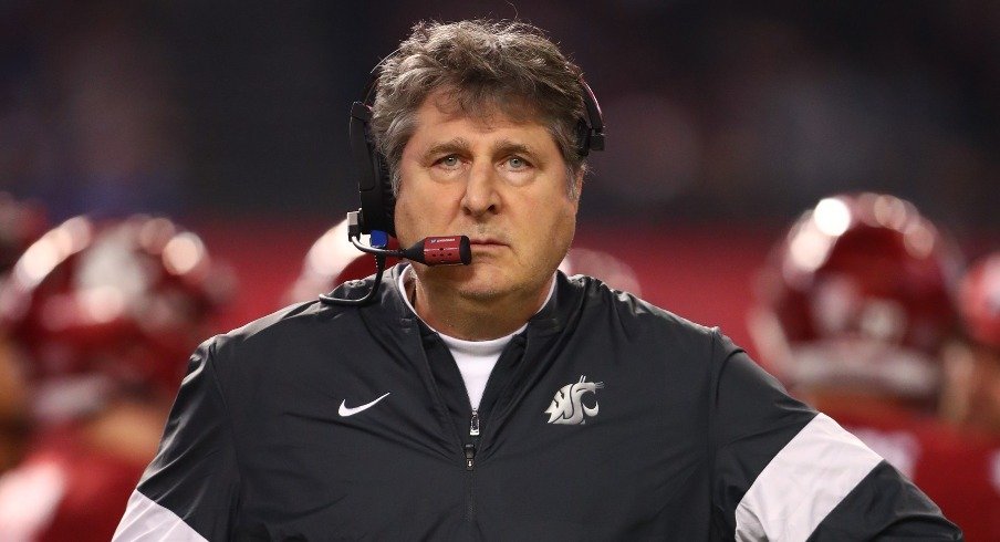 Dec 27, 2019; Phoenix, Arizona, USA; Washington State Cougars head coach Mike Leach against the Air Force Falcons during the Cheez-It Bowl at Chase Field. Mandatory Credit: Mark J. Rebilas-USA TODAY Sports