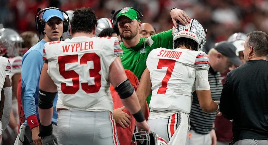 Luke Wypler and C.J. Stroud in the Peach Bowl