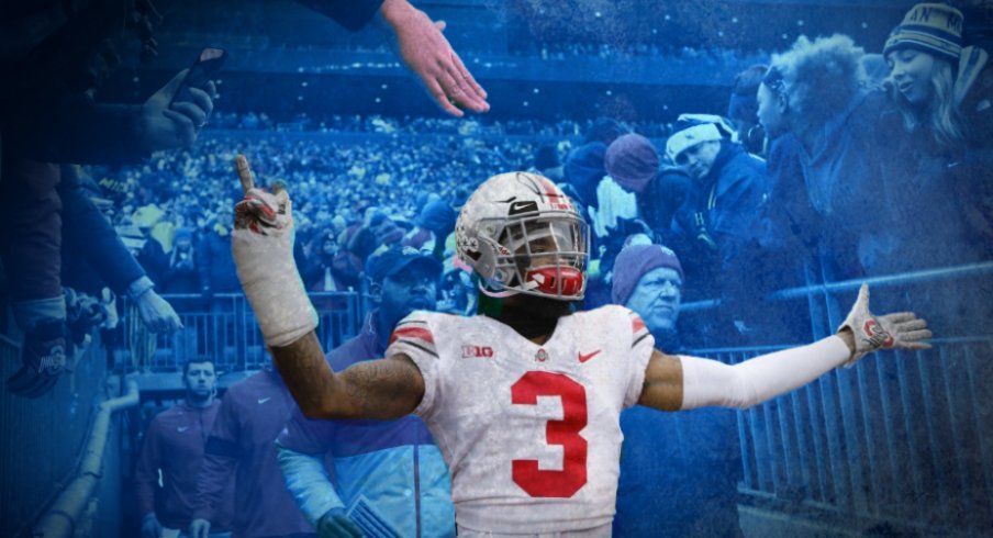 Ohio State Buckeyes cornerback Damon Arnette Jr. (3) takes the field prior to the NCAA football game between the Michigan Wolverines and the Ohio State Buckeyes at Michigan Stadium in Ann Arbor, Mich. on Saturday, Nov. 30, 2019. 